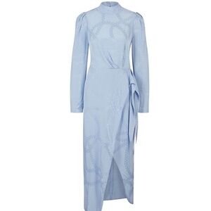 NWT Hugo Boss Tie-Front Mockneck Dress With Chain Jacquard Size 8 Light …